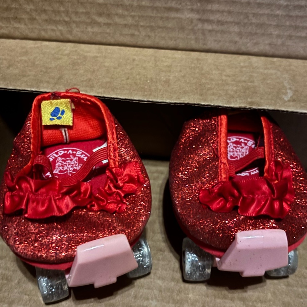 Build-A-Bear Sparkly Ruby red glitter roller skates